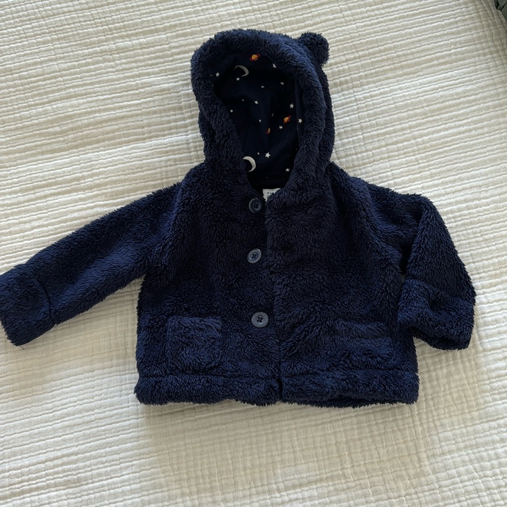 Baby gap button up fleece jacket, 3-6 months